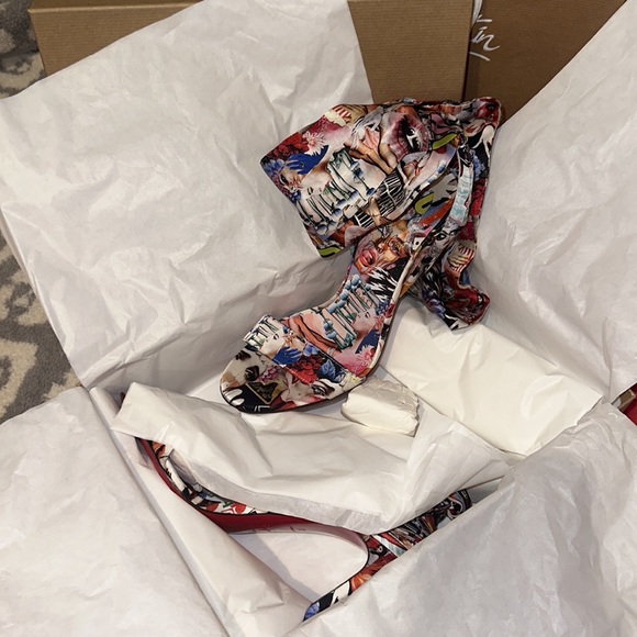 Authentic Christian Louboutin SANDALE DU DESERT Pop Art Ankle Tie Bow Heel Pump - Picture 9 of 17